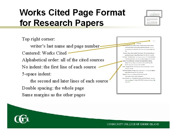 Works Cited Page Format for Research Papers Top right corner: writer’s last name and