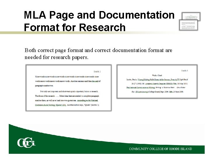 MLA Page and Documentation Format for Research Both correct page format and correct documentation