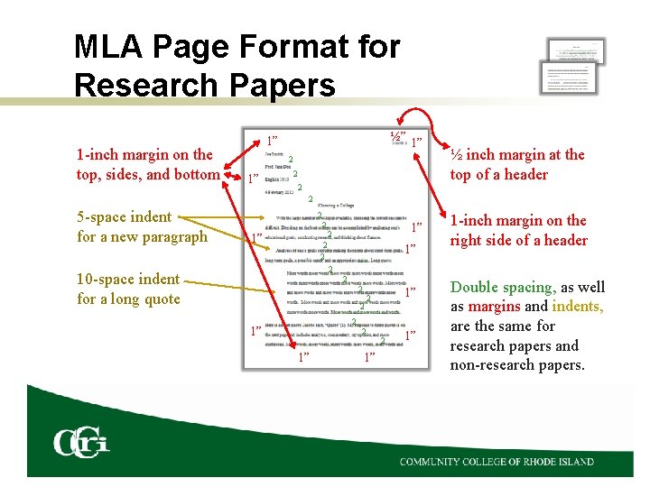 MLA Page Format for Research Papers 1 -inch margin on the top, sides, and