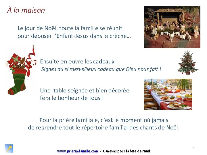 À la maison Le jour de Noël, toute la famille se réunit pour déposer