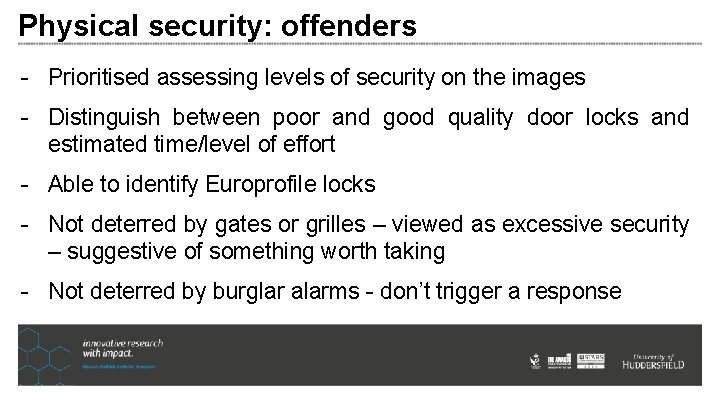 Physical security: offenders - Prioritised assessing levels of security on the images - Distinguish Physical security: offenders - Prioritised assessing levels of security on the images - Distinguish