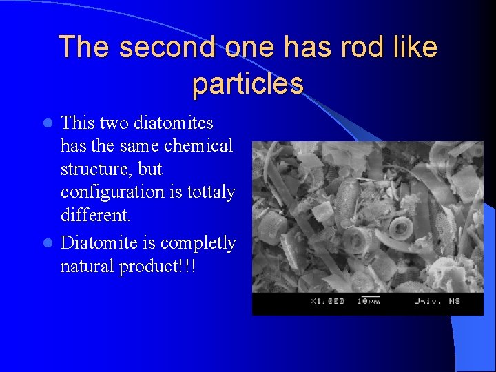 The second one has rod like particles This two diatomites has the same chemical