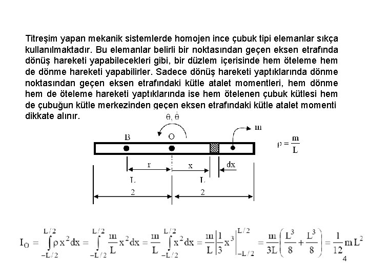 Titreşim yapan mekanik sistemlerde homojen ince çubuk tipi elemanlar sıkça kullanılmaktadır. Bu elemanlar belirli