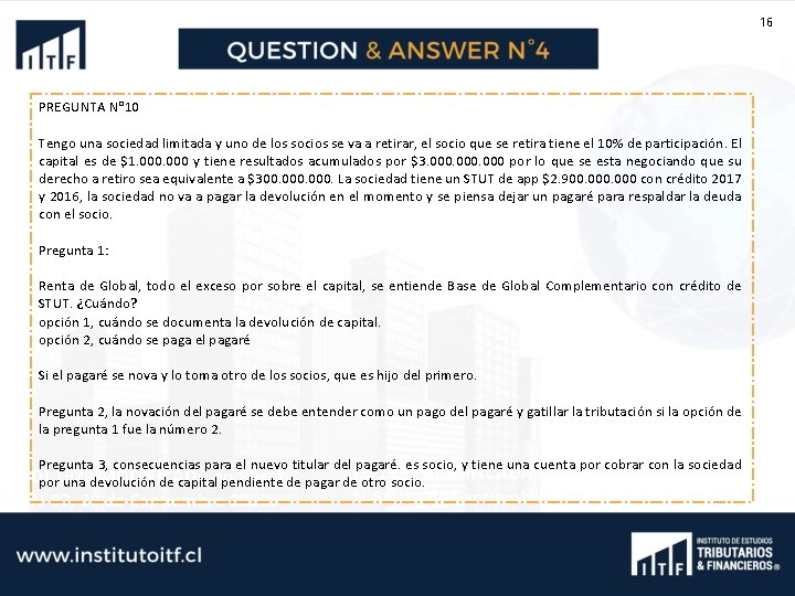 16 PREGUNTA N° 10 Tengo una sociedad limitada y uno de los socios se