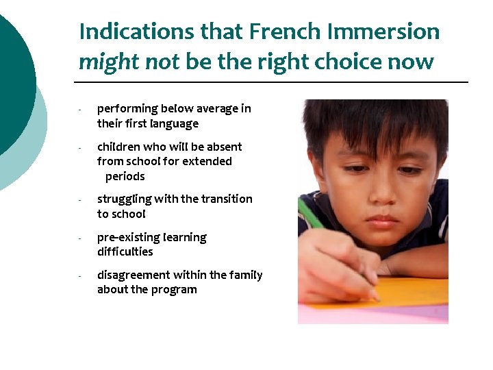 Indications that French Immersion might not be the right choice now - performing below Indications that French Immersion might not be the right choice now - performing below
