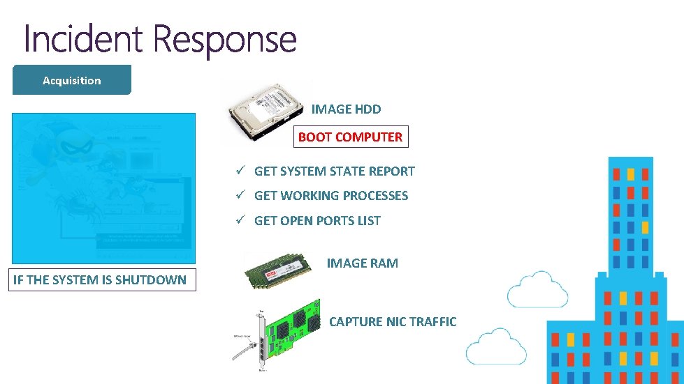 Acquisition IMAGE HDD BOOT COMPUTER ü GET SYSTEM STATE REPORT ü GET WORKING PROCESSES Acquisition IMAGE HDD BOOT COMPUTER ü GET SYSTEM STATE REPORT ü GET WORKING PROCESSES