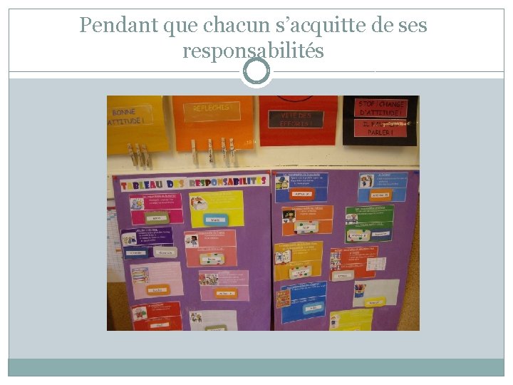 Pendant que chacun s’acquitte de ses responsabilités 