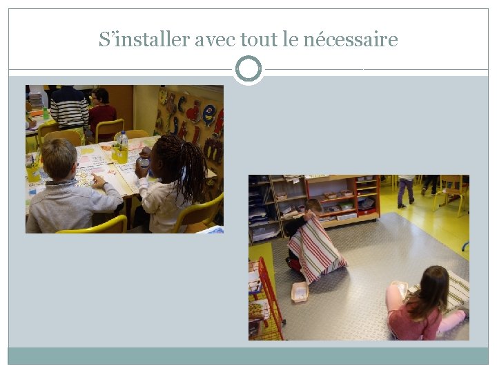 S’installer avec tout le nécessaire 
