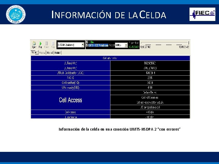 INFORMACIÓN DE LA CELDA Información de la celda en una conexión UMTS-HSDPA 2 “con