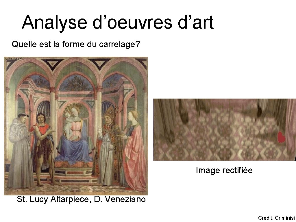 Analyse d’oeuvres d’art Quelle est la forme du carrelage? Image rectifiée St. Lucy Altarpiece,