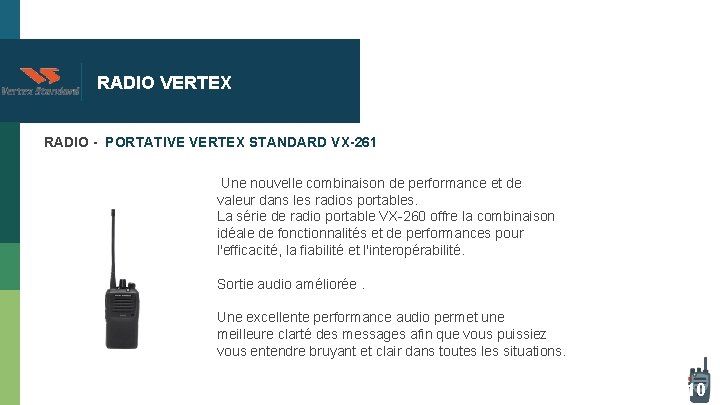 RADIO VERTEX RADIO - PORTATIVE VERTEX STANDARD VX-261 Une nouvelle combinaison de performance et RADIO VERTEX RADIO - PORTATIVE VERTEX STANDARD VX-261 Une nouvelle combinaison de performance et