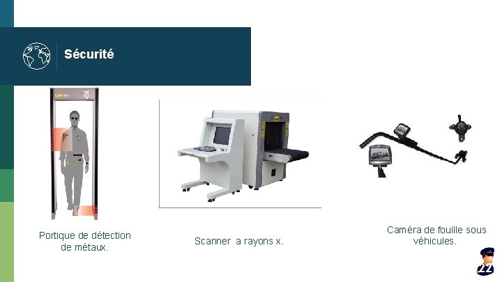 Sécurité Portique de détection de métaux. Scanner a rayons x. Caméra de fouille sous Sécurité Portique de détection de métaux. Scanner a rayons x. Caméra de fouille sous