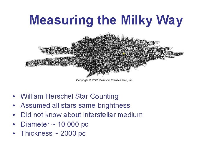 Measuring the Milky Way • • • William Herschel Star Counting Assumed all stars