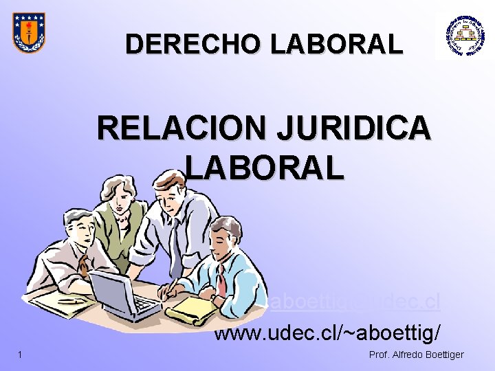 DERECHO LABORAL RELACION JURIDICA LABORAL aboettig@udec. cl www. udec. cl/~aboettig/ 1 Prof. Alfredo Boettiger