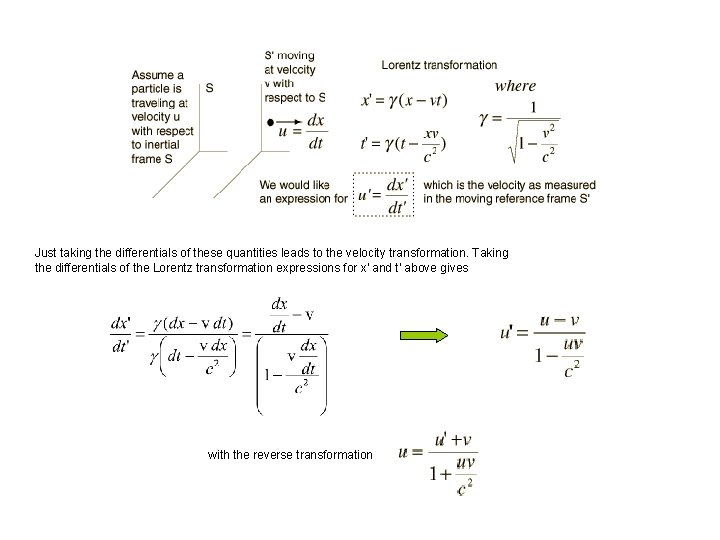 Just taking the differentials of these quantities leads to the velocity transformation. Taking the