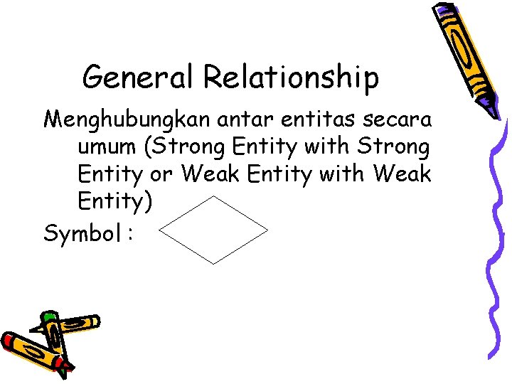 General Relationship Menghubungkan antar entitas secara umum (Strong Entity with Strong Entity or Weak General Relationship Menghubungkan antar entitas secara umum (Strong Entity with Strong Entity or Weak