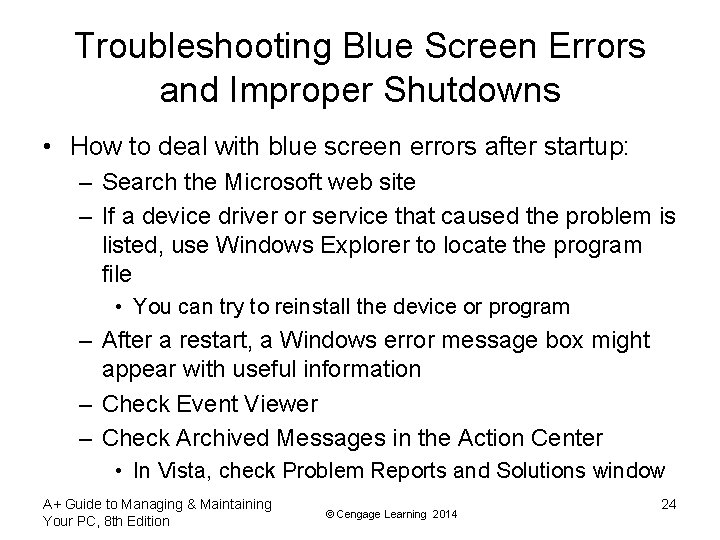 Troubleshooting Blue Screen Errors and Improper Shutdowns • How to deal with blue screen