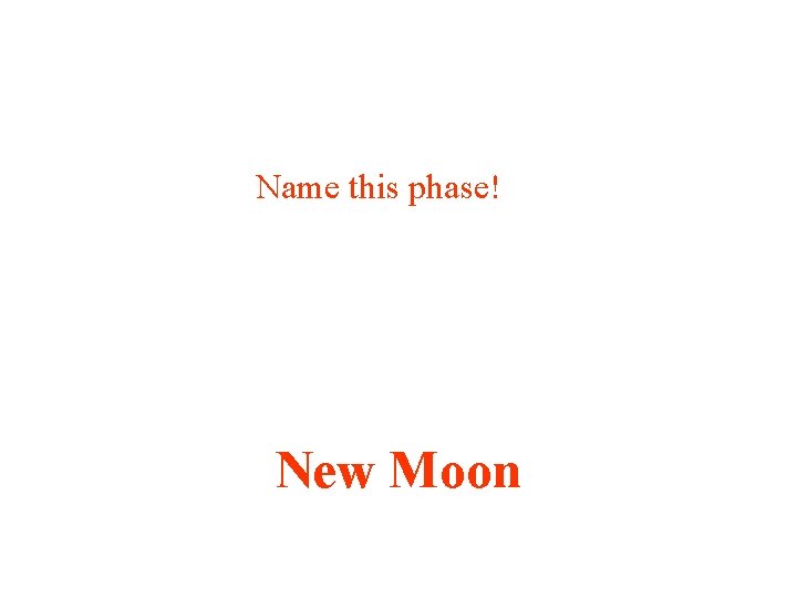 Name this phase! New Moon 