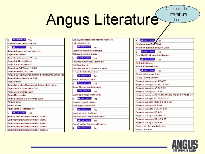 Angus Literature Click on the Literature link 