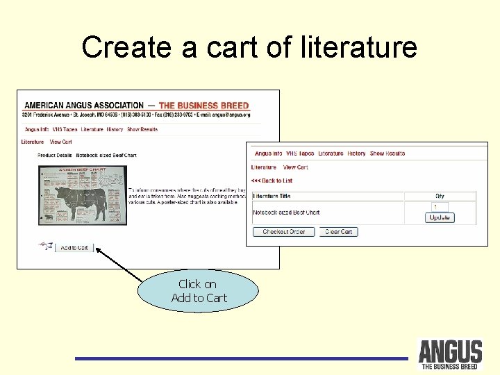 Create a cart of literature Click on Add to Cart 