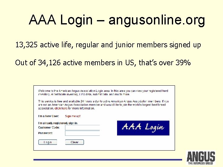 AAA Login – angusonline. org 13, 325 active life, regular and junior members signed