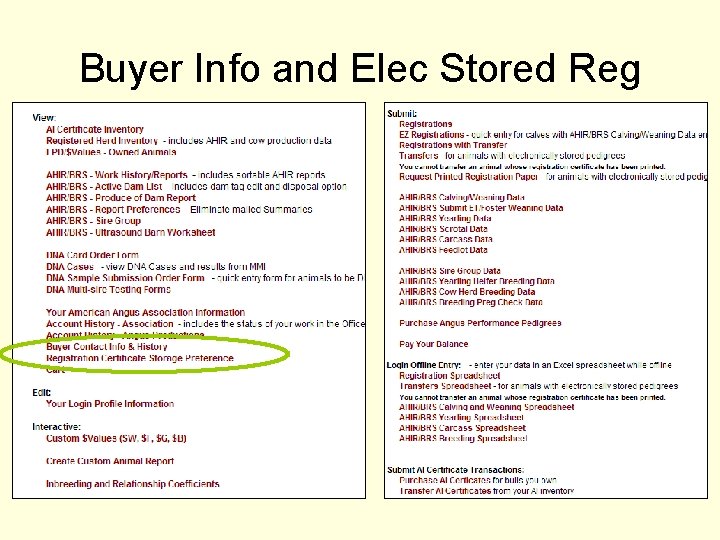 Buyer Info and Elec Stored Reg 