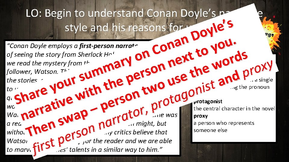 LO: Begin to understand Conan Doyle’s narrative s ’ style and his reasons for