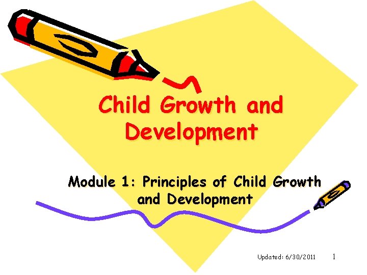 Child Growth and Development Module 1: Principles of Child Growth and Development Updated: 6/30/2011 Child Growth and Development Module 1: Principles of Child Growth and Development Updated: 6/30/2011