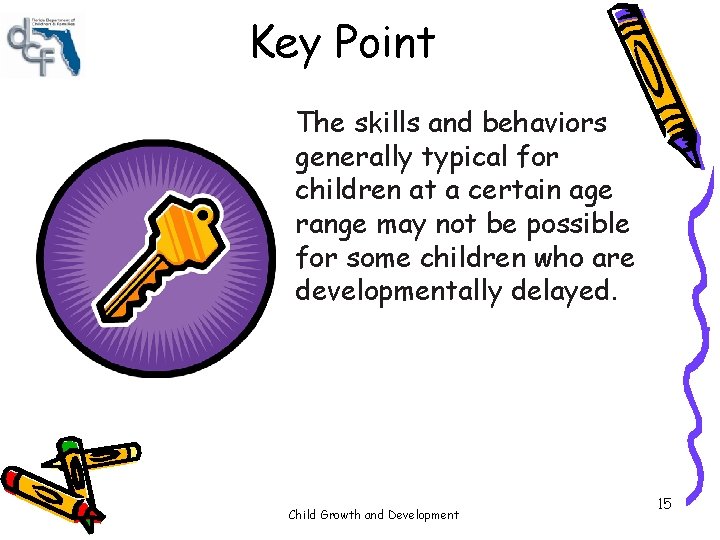 Key Point The skills and behaviors generally typical for children at a certain age Key Point The skills and behaviors generally typical for children at a certain age