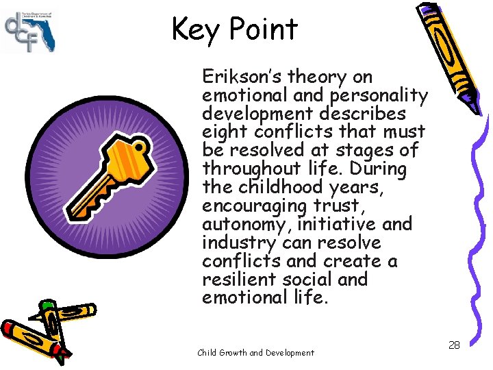 Key Point Erikson’s theory on emotional and personality development describes eight conflicts that must Key Point Erikson’s theory on emotional and personality development describes eight conflicts that must