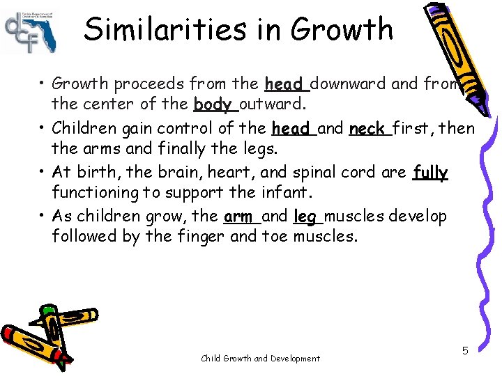 Similarities in Growth • Growth proceeds from the head downward and from the center Similarities in Growth • Growth proceeds from the head downward and from the center