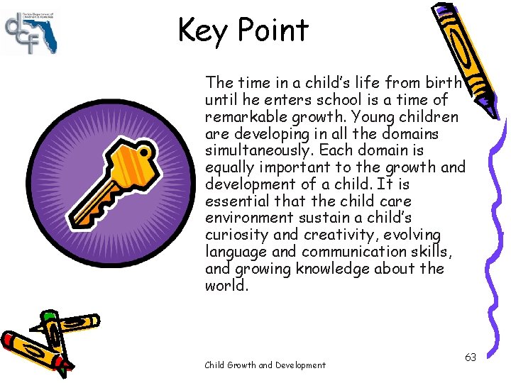 Key Point The time in a child’s life from birth until he enters school Key Point The time in a child’s life from birth until he enters school
