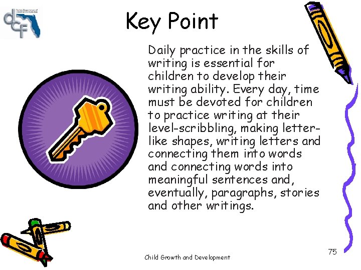 Key Point Daily practice in the skills of writing is essential for children to Key Point Daily practice in the skills of writing is essential for children to