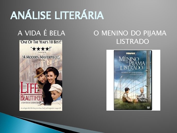 ANÁLISE LITERÁRIA A VIDA É BELA O MENINO DO PIJAMA LISTRADO 