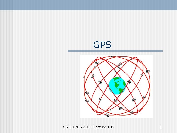 GPS CS 128/ES 228 - Lecture 10 b 1 