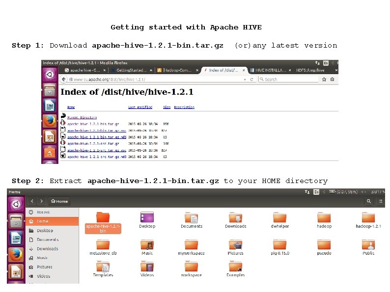 Getting started with Apache HIVE Step 1: Download apache-hive-1. 2. 1 -bin. tar. gz