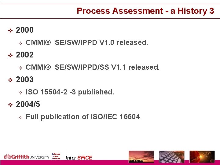 Process Assessment - a History 3 v 2000 ² v 2002 ² v CMMI®