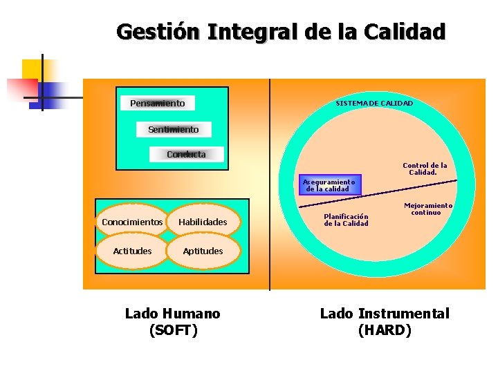 Gestión Integral de la Calidad Pensamiento SISTEMA DE CALIDAD Sentimiento Conducta Control de la