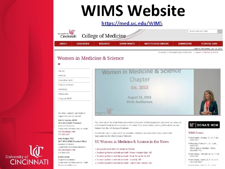 WIMS Website https: //med. uc. edu/WIMS 