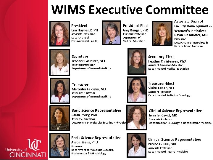 WIMS Executive Committee President-Elect Associate Professor Department of Environmental Health Assistant Professor Department of