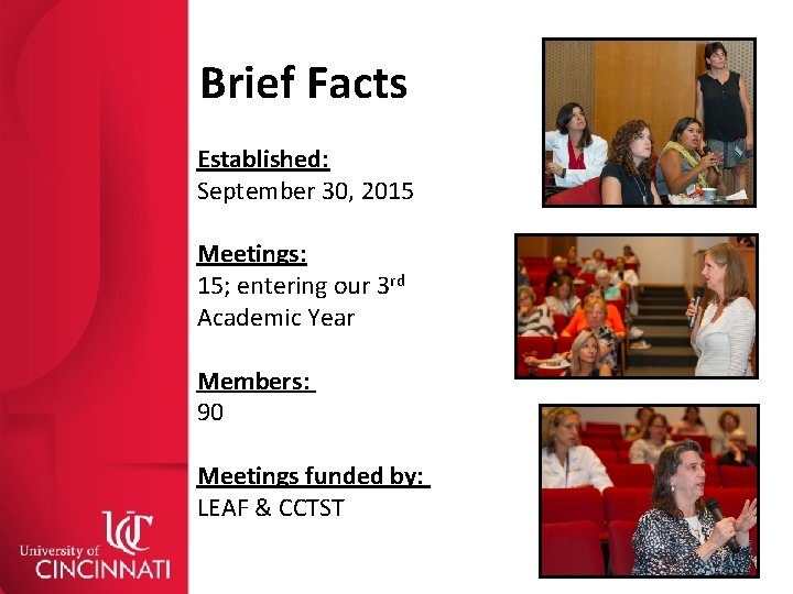 Brief Facts Established: September 30, 2015 Meetings: 15; entering our 3 rd Academic Year