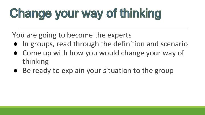 You are going to become the experts ● In groups, read through the definition