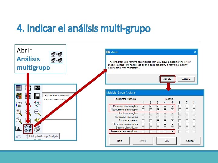 4. Indicar el análisis multi-grupo Abrir Análisis multigrupo 