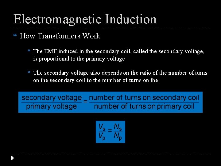 Electromagnetic Induction How Transformers Work The EMF induced in the secondary coil, called the