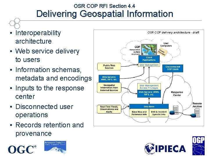 OSR COP RFI Section 4. 4 Delivering Geospatial Information • Interoperability architecture • Web OSR COP RFI Section 4. 4 Delivering Geospatial Information • Interoperability architecture • Web
