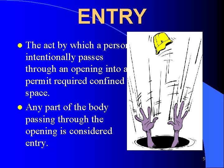 ENTRY The act by which a person intentionally passes through an opening into a