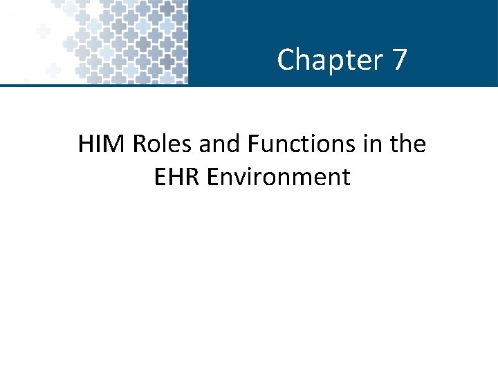 Chapter 7 HIM Roles and Functions in the EHR Environment Chapter 7 HIM Roles and Functions in the EHR Environment