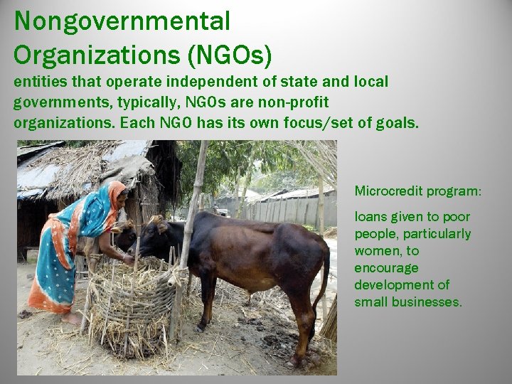 Nongovernmental Organizations (NGOs) entities that operate independent of state and local governments, typically, NGOs Nongovernmental Organizations (NGOs) entities that operate independent of state and local governments, typically, NGOs