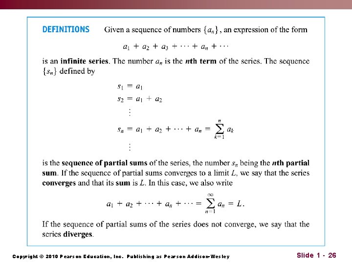 Copyright © 2010 Pearson Education, Inc. Publishing as Pearson Addison-Wesley Slide 1 - 26