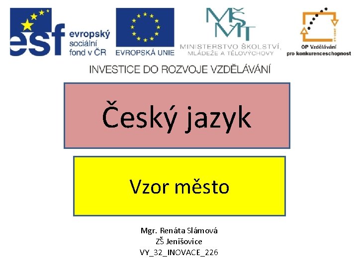 Český jazyk Vzor město Mgr. Renáta Slámová ZŠ Jenišovice VY_32_INOVACE_226 